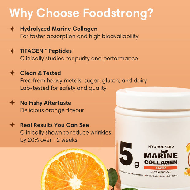 Hydrolyzed Marine Collagen Powder – Orange Flavour