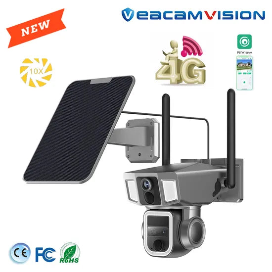 4K 4G Wireless WiFi Solar PTZ Dual Lens Outdoor Surveillance Video Digital Security Hikvision Drone Mini Spy Hidden IP Night Vision Wholesale Small CCTV Camera