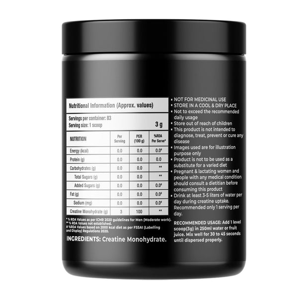Creatine - Micronized Creatine Monohydrate Powder 250G