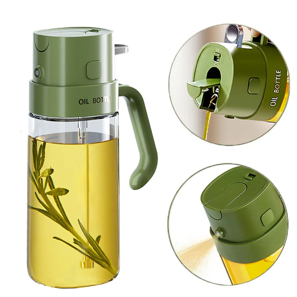 18.5oz 550ml Oil Sprayer Pot Kitchen Cooking Pouring Press Olive Vinegar Coconut Glass Bottle Spray 2 in 1 Oil Dispenser Bottle