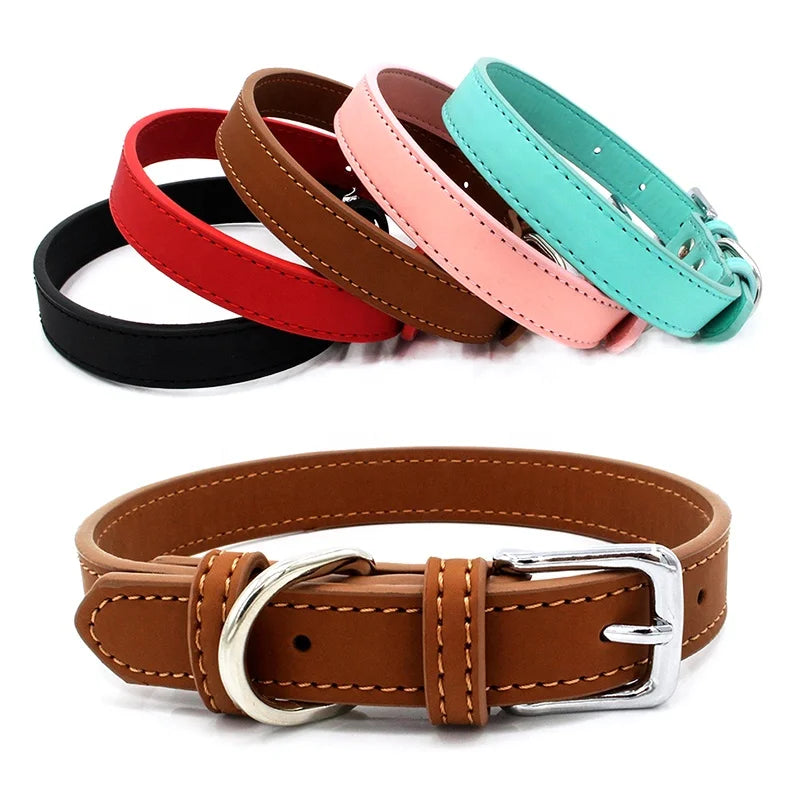 Luxury PU Leather Adjustable Tactical Dog Training Collar Leash Set Soft Material Rivet Lace Decorations Solid Printed Patterns