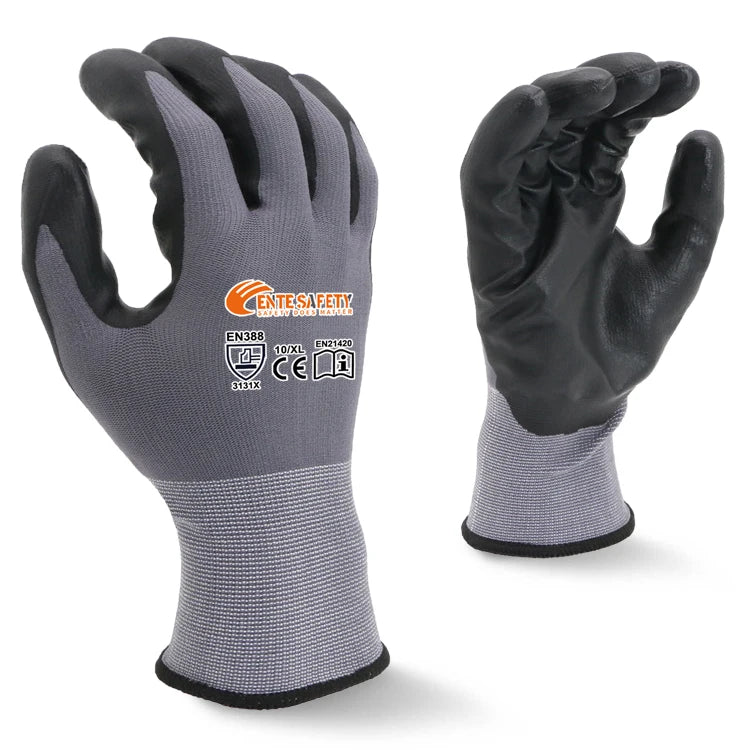 ENTE SAFETY Wholesale Grip Oil Resistant Nitrile Foam Coated Manufacturer of Safety Hand Construction Nitrile Garden Work Gloves