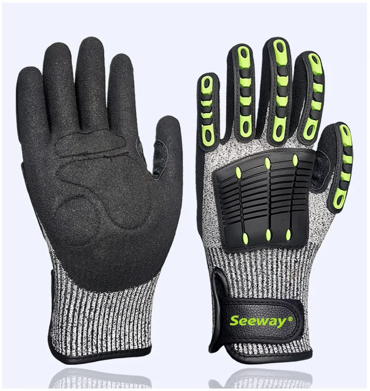 Seeway Heavy-Duty Anti-Vibration Cut Resistant Safety Work Gloves Mechanic Fireproof Impact Gloves