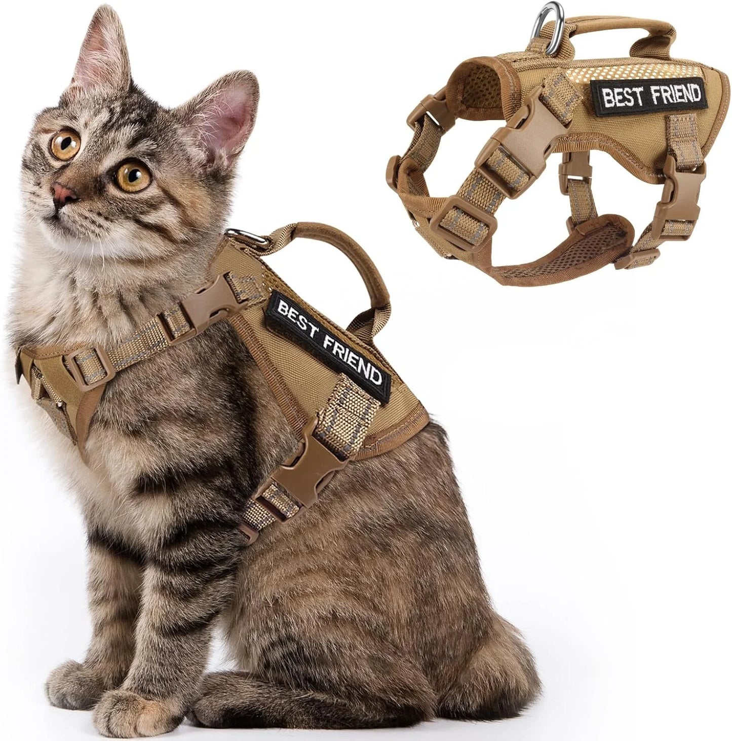 DUOMM New Fashion Nylon Tactical Cat Harness and Leash Reflective Design Adjustable Large Cat Vest Harness