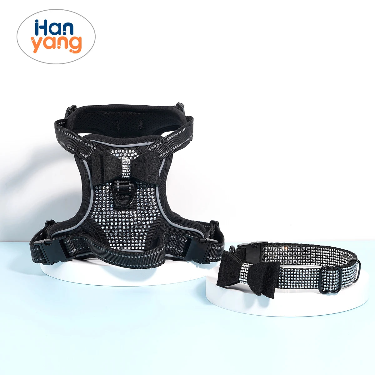 HanYang OEM Custom Pet Harness, Bling Rhinestone Cat Adjustable Cat Vest Harness Walking Harness Sets for Puppy Small Dog Cat