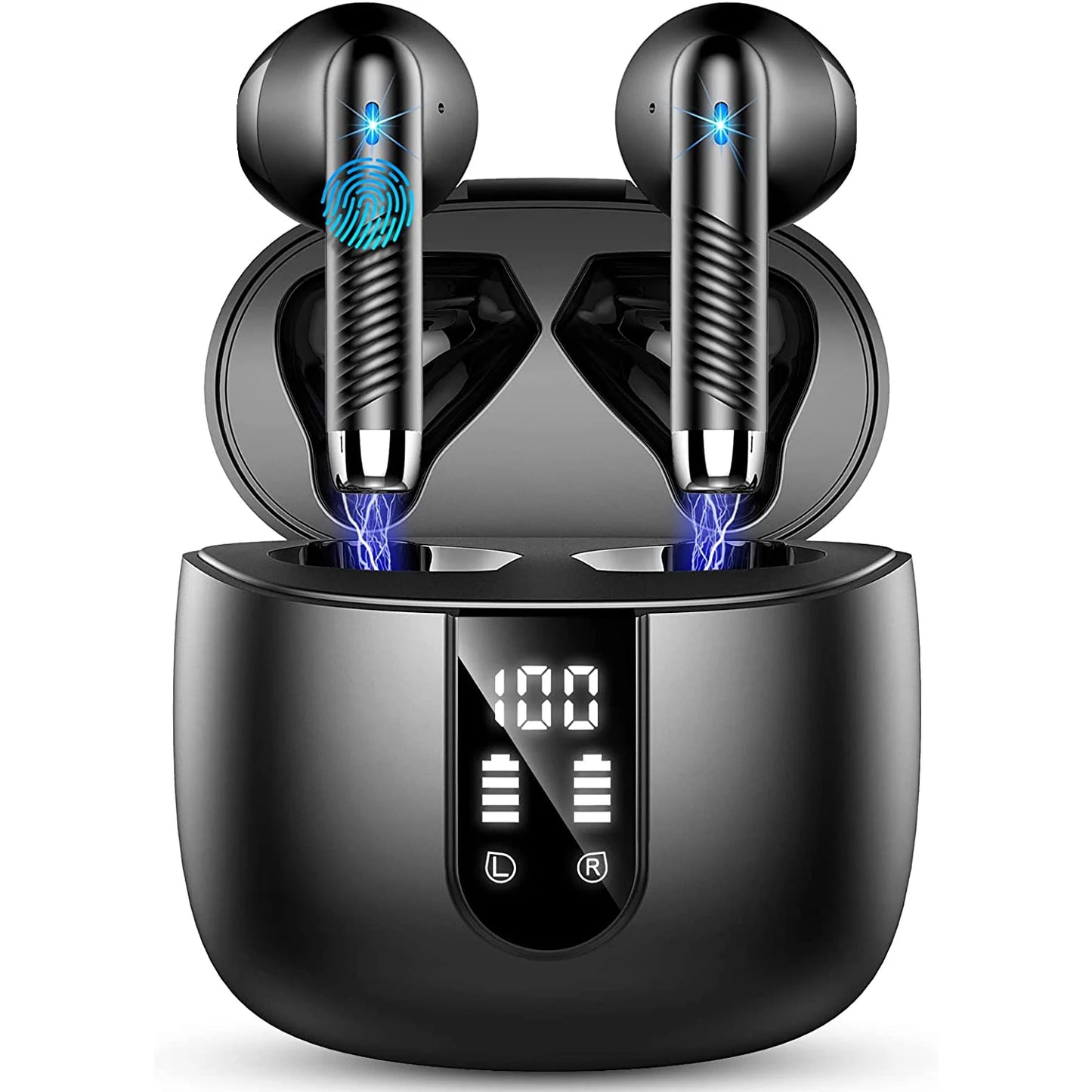 Free Sample 40Hrs Playtime Mini Wireless Earphones HiFi Stereo HD Mic Noise Reduction Bluetooth 5.3 Earphone with LED Screen