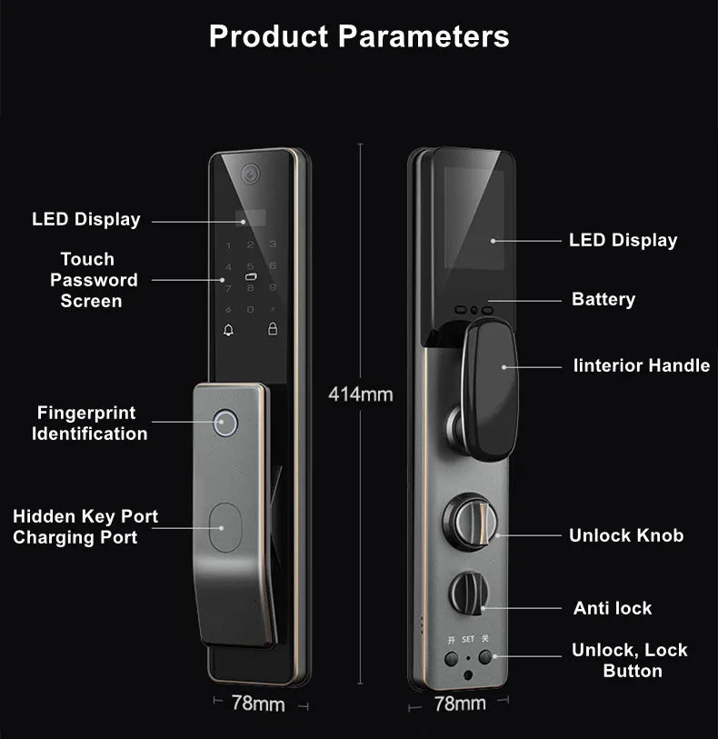 Hot Sales Home or Hotel SecurIty Door Lock with Camera Intelligent Smart Door Lock