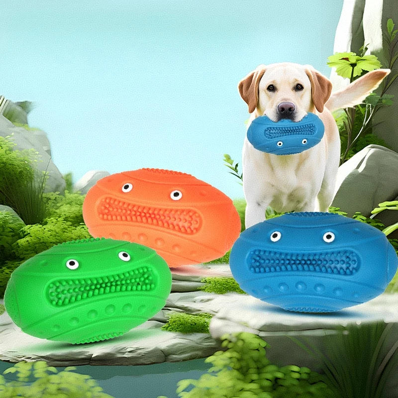 Rubber rugby dog toy cute novel bite-resistant molar sounding boredom reliever outdoor interactive