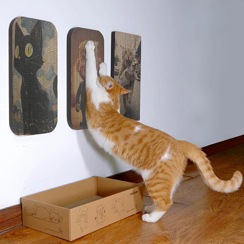 PET-cheer High Quality Cat Scratcher Cardboard Box With 5 Printing Pack Replacement Reversible Cat Scratcher Pad