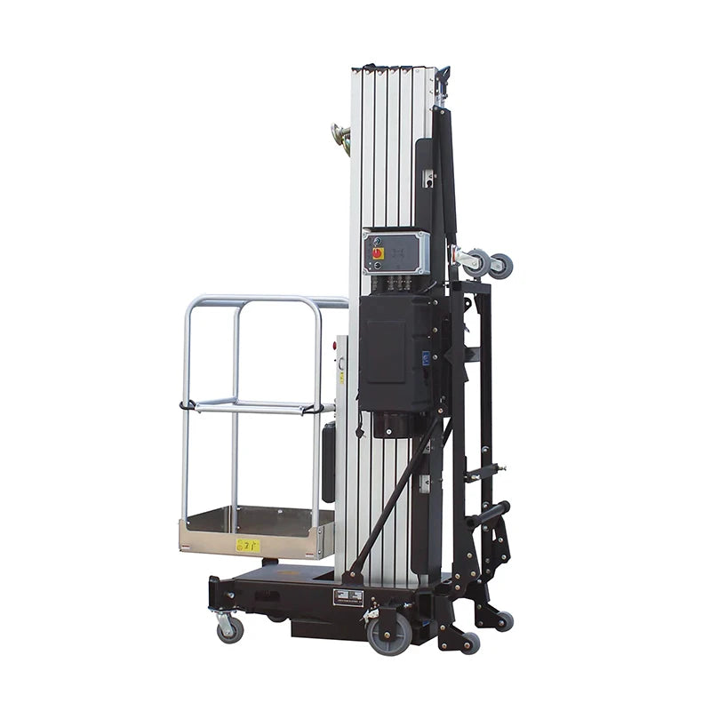 Single Column 150kg 6m 8m 10m Tall Hydraulic Pump Lifter Light Weight Aluminum Alloy Mast Lift With Easy Truck Loading Function