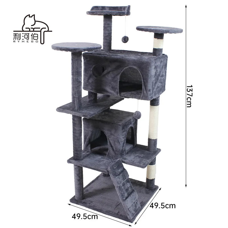 54in Cat Tree Tower Condo Furniture Cat Scratcher Post for Kittens Pet House Play Cat Trees and Scratcher