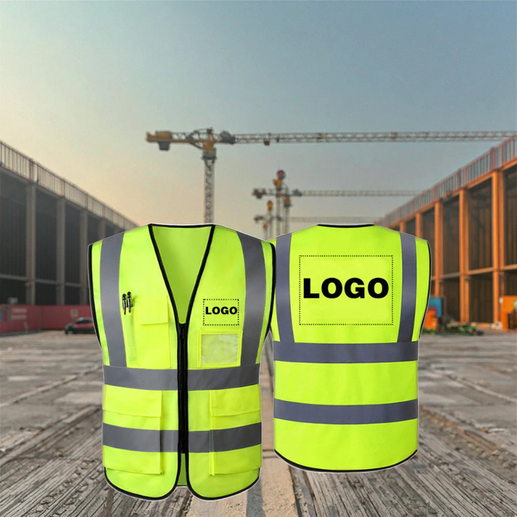 Customizable Logo Industrial Safety Vest Hi Vis LED Flash Reflective Mesh Water-Proof Polyester Reflective Safety Clothing