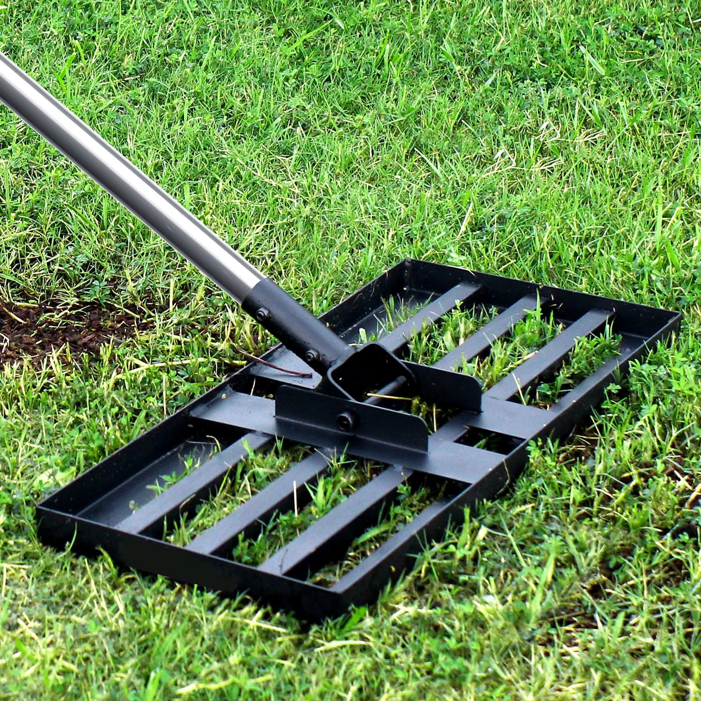 17*10 Inch Durable Metal Stainless Steel Backyard Lawn Soil Dirt Ground Adjustable Landscape Tool for Golf Course Leveling Rake