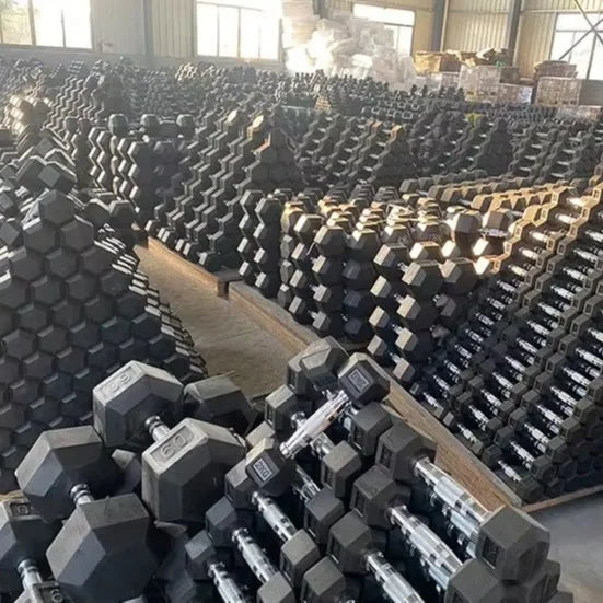 Wholesale Custom logo Hex Dumbbell Set Gym Equipment & Weightlifting Fitness Training Rubber Dumbbells