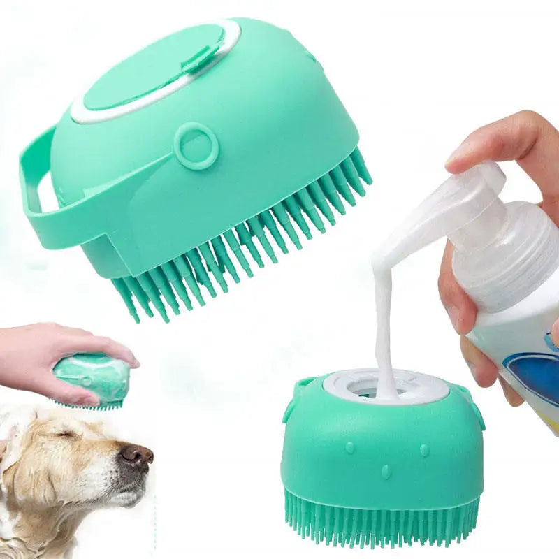 New Grooming Pet Shampoo Brush Silicone Dog Hair Brush Shedding Dog Bath Brush
