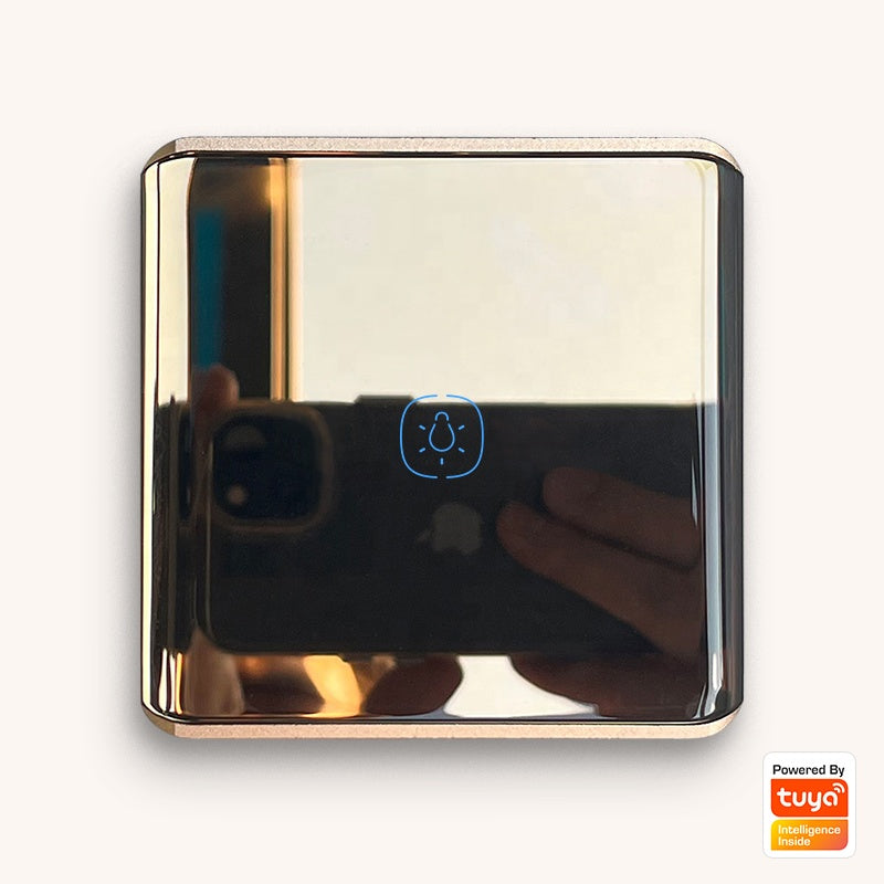 Tuya Smart Home Products Zigbee 3.0 Switch Curved Glass Mirror Rose Gold Touch Sensing Intelligent Light Controller
