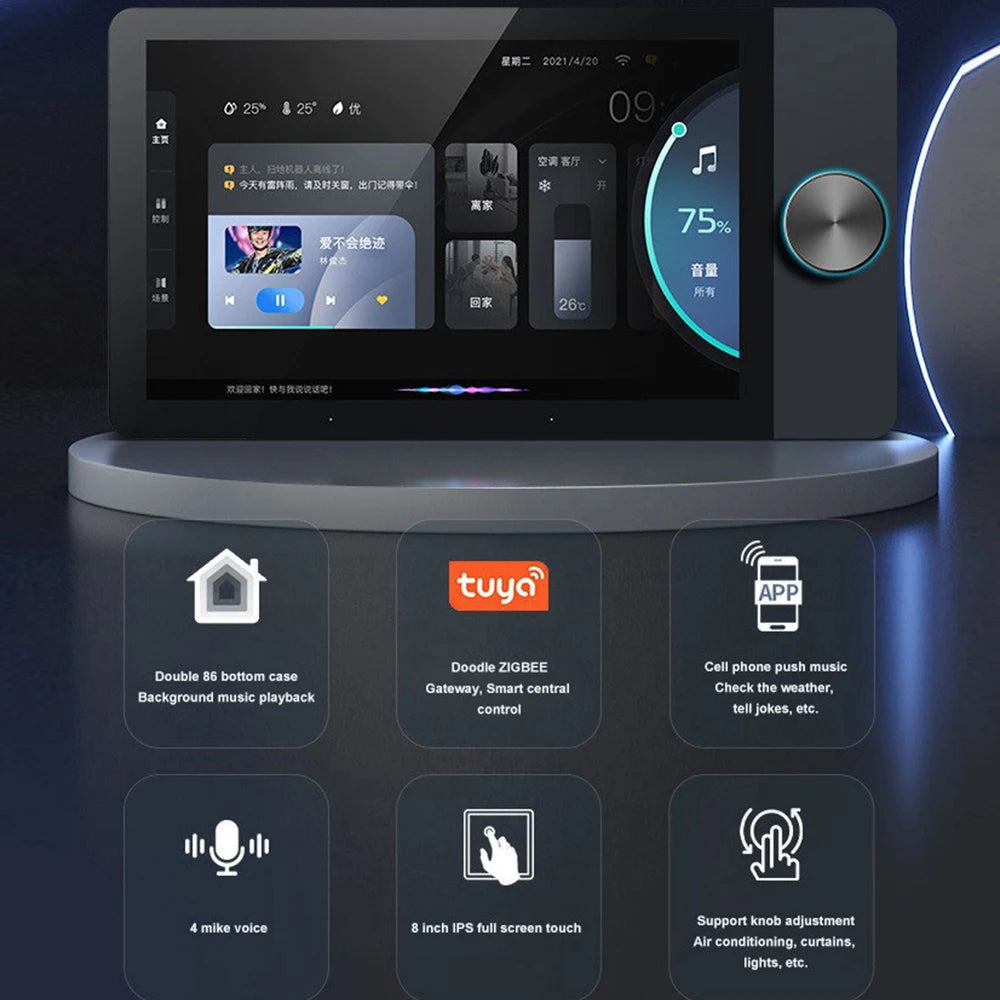 Smart Home Products Zigbee Wifi Hub Gateway 4/6/7/8/10/12 Inch Tuya Alexa Touch Glass Switch Panel Wall Central Control Screen