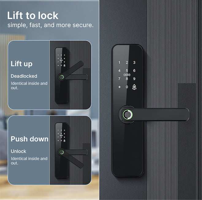 High Security Smart Home Product Smart Door Lock with App Control/Fingerprints/IC Cards/Codes/Keys for Front Door