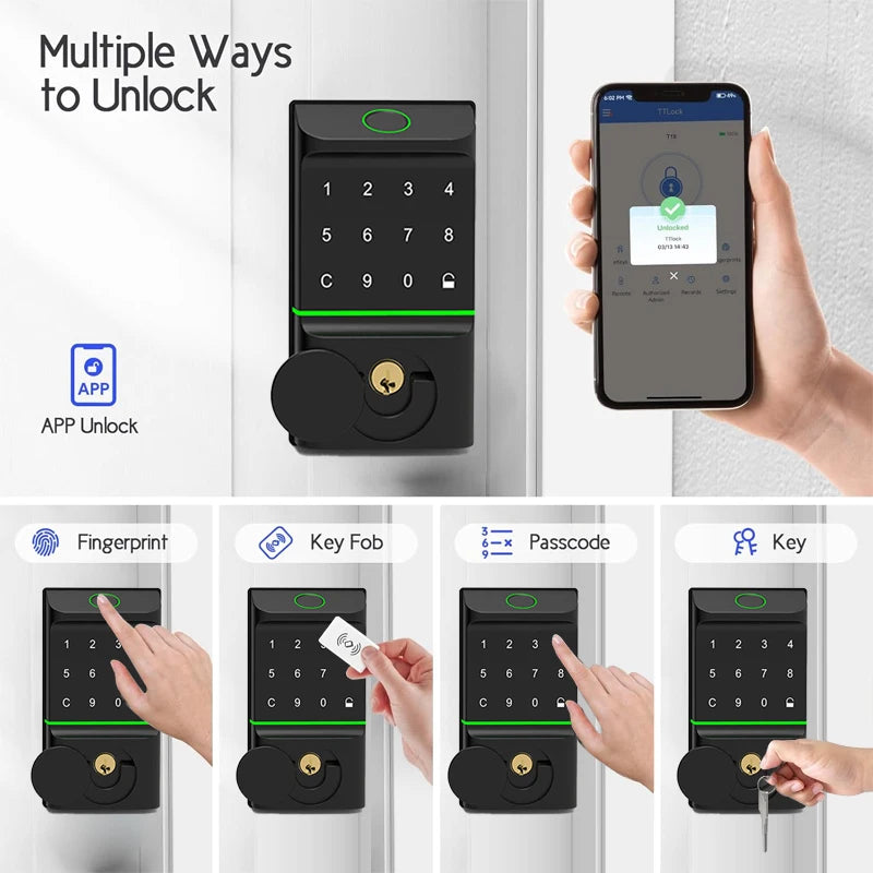 American Standard Deadbolt Smart Door Lock Fingerprint Digital TTlock Smart Locks For Front Door