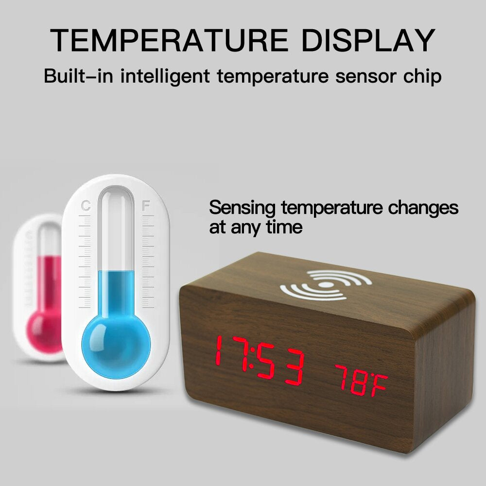Smart White Home Trending Product Decorations for Desk Table Wooden Clock
