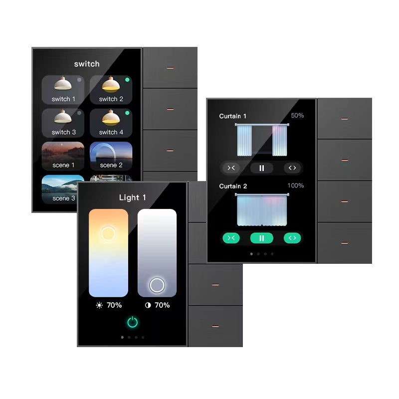 3.5'' Tuya Smart Music Switch Touch Switch 4 Gang Relay Control Panel Wall Switches Timer Smart Home Products Custom System