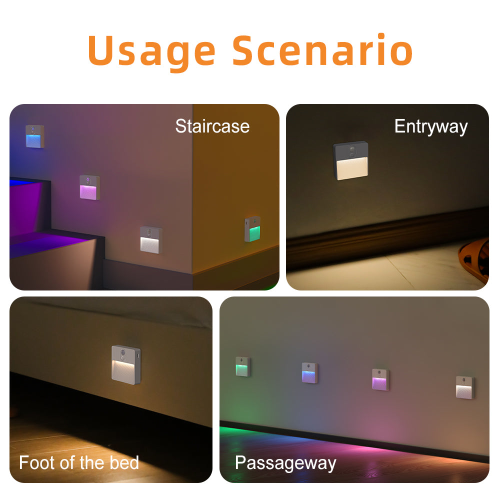 Trending Products 2025 Smart Home Wireless 5 Color Under Bed Motion Sensor Led Night Lights for Stairway Step Staircase