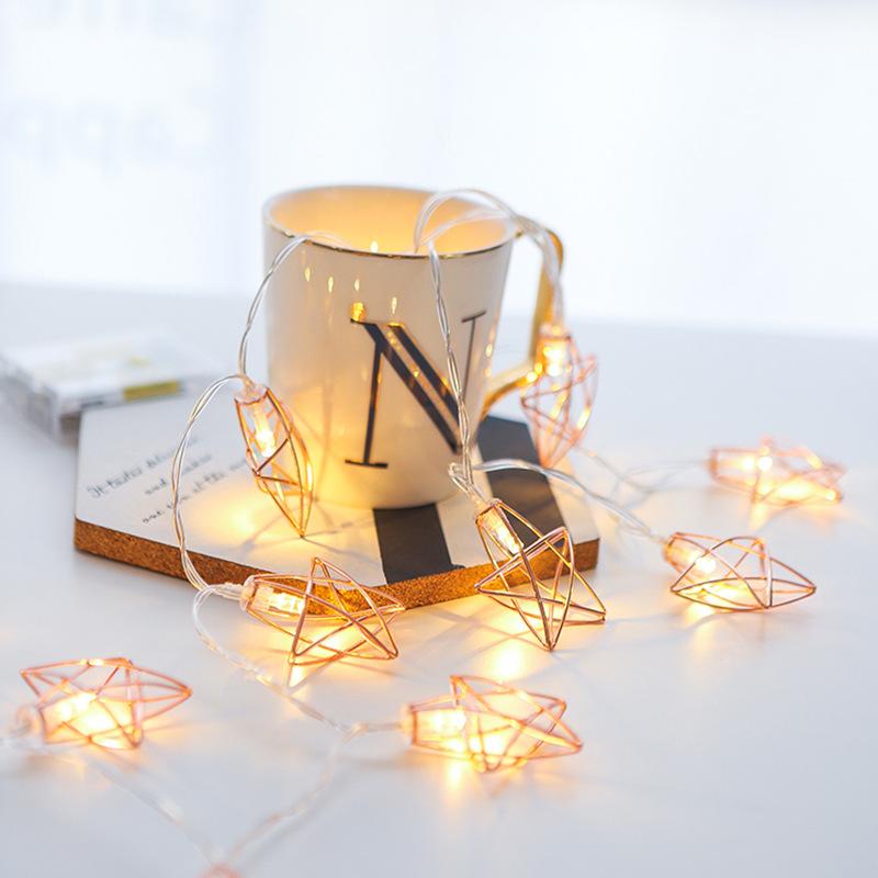 LED Rose Gold Five Pointed Star Lamp String