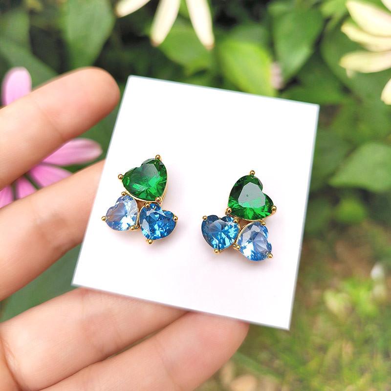 Women's Fashion Casual Love Color Matching Peach Heart Earrings