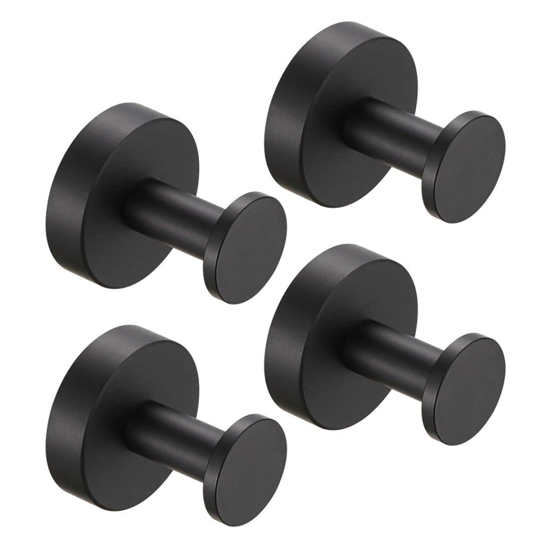 Round Base Wall Hanging Coat Hook With Screws- Matte Black Towel Hook, 4 Pack, For Entry Shoe Cabinet, Wardrobe Bathroom Bedroom Furniture Hardware