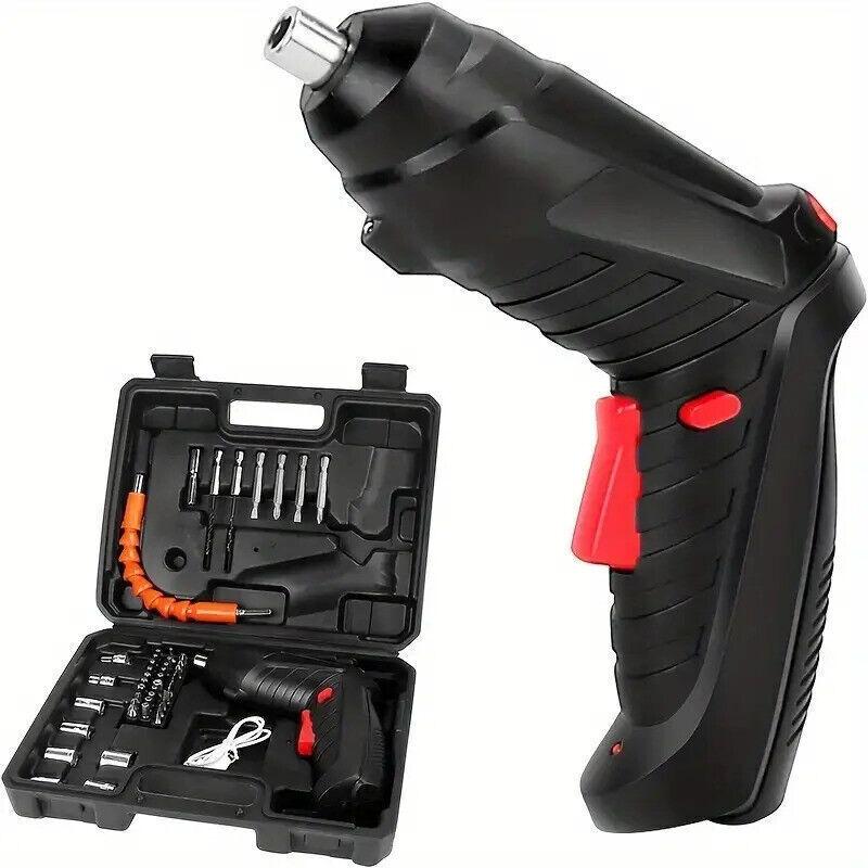47PCS Electric Screwdriver Rechargeable Kit Cordless Drill Drill Driver Bits Set