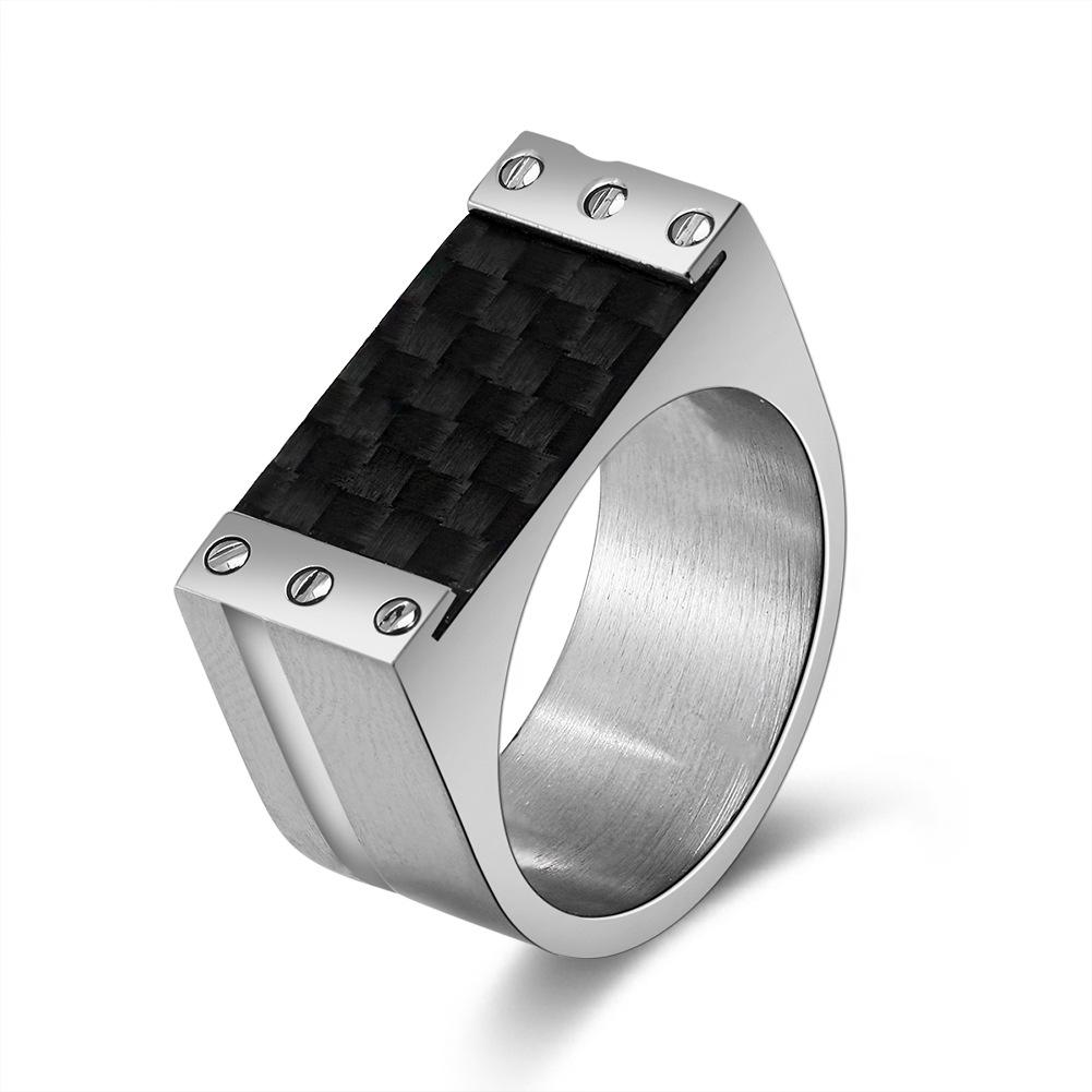 Creative black woven pattern stainless steel ring
