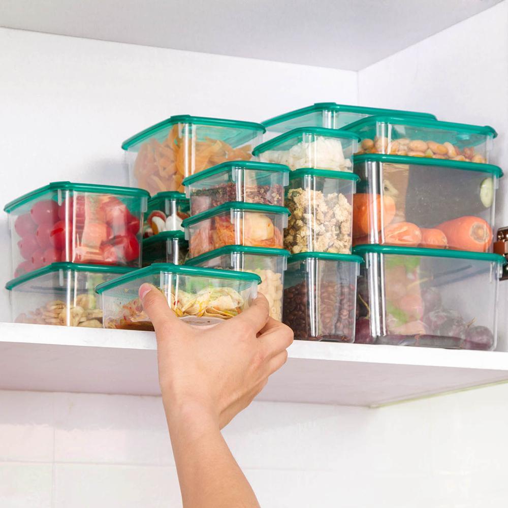 Plastic refrigerator crisper sealed box set of 17