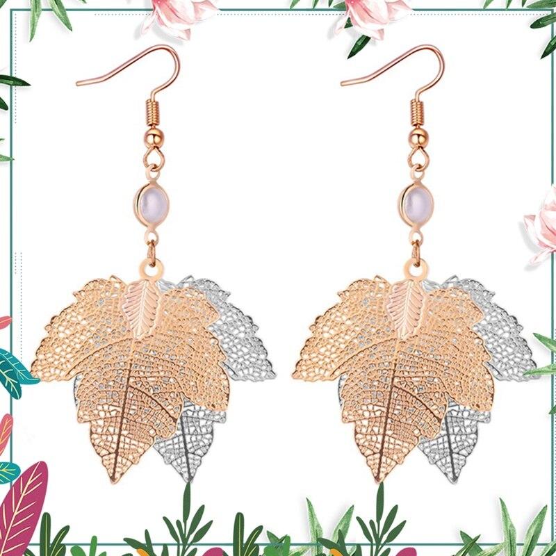 Imitation Metal Maple Ieaf Earrings