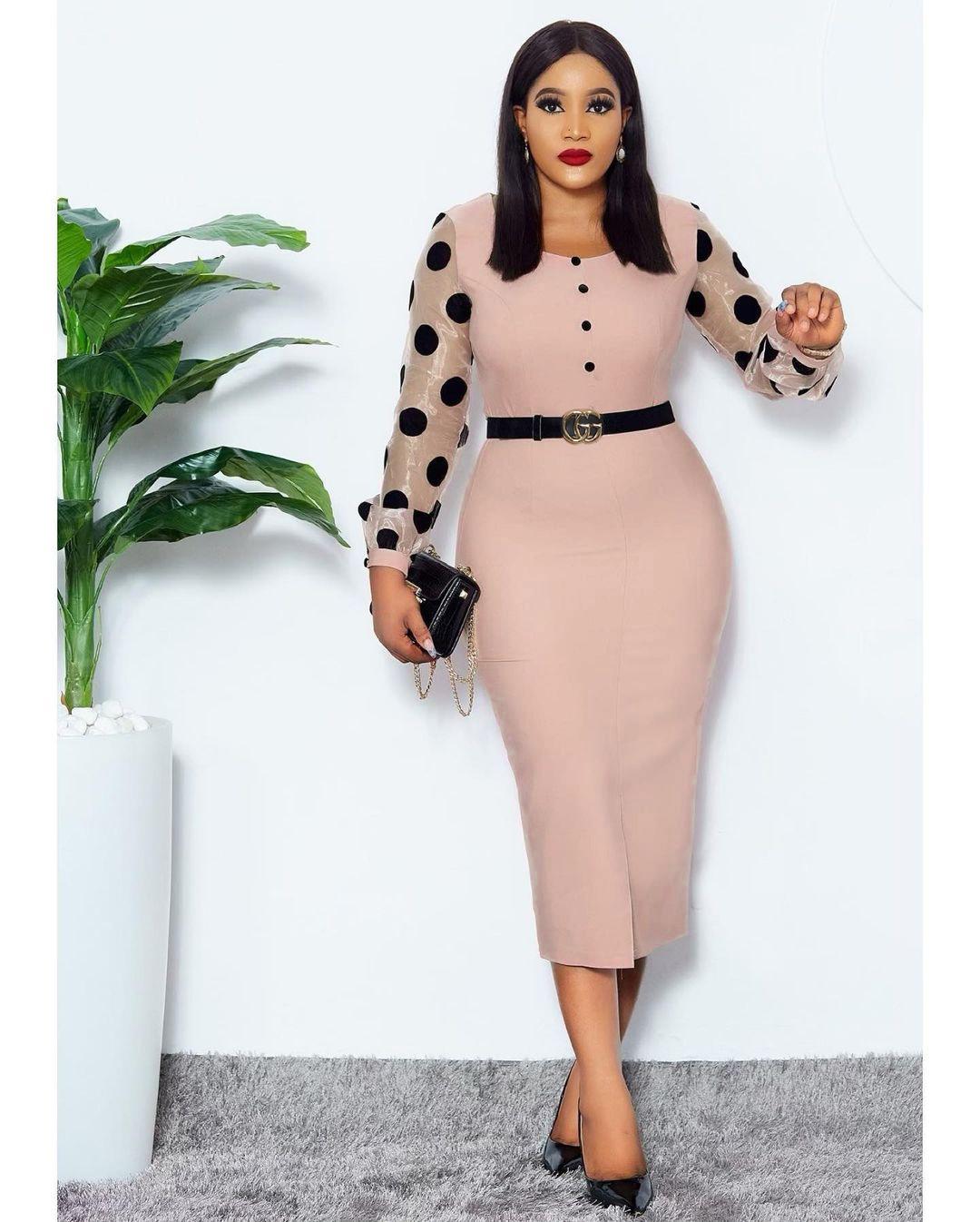 Polka Dot Mesh Long-sleeved Single-breasted Sexy Dress