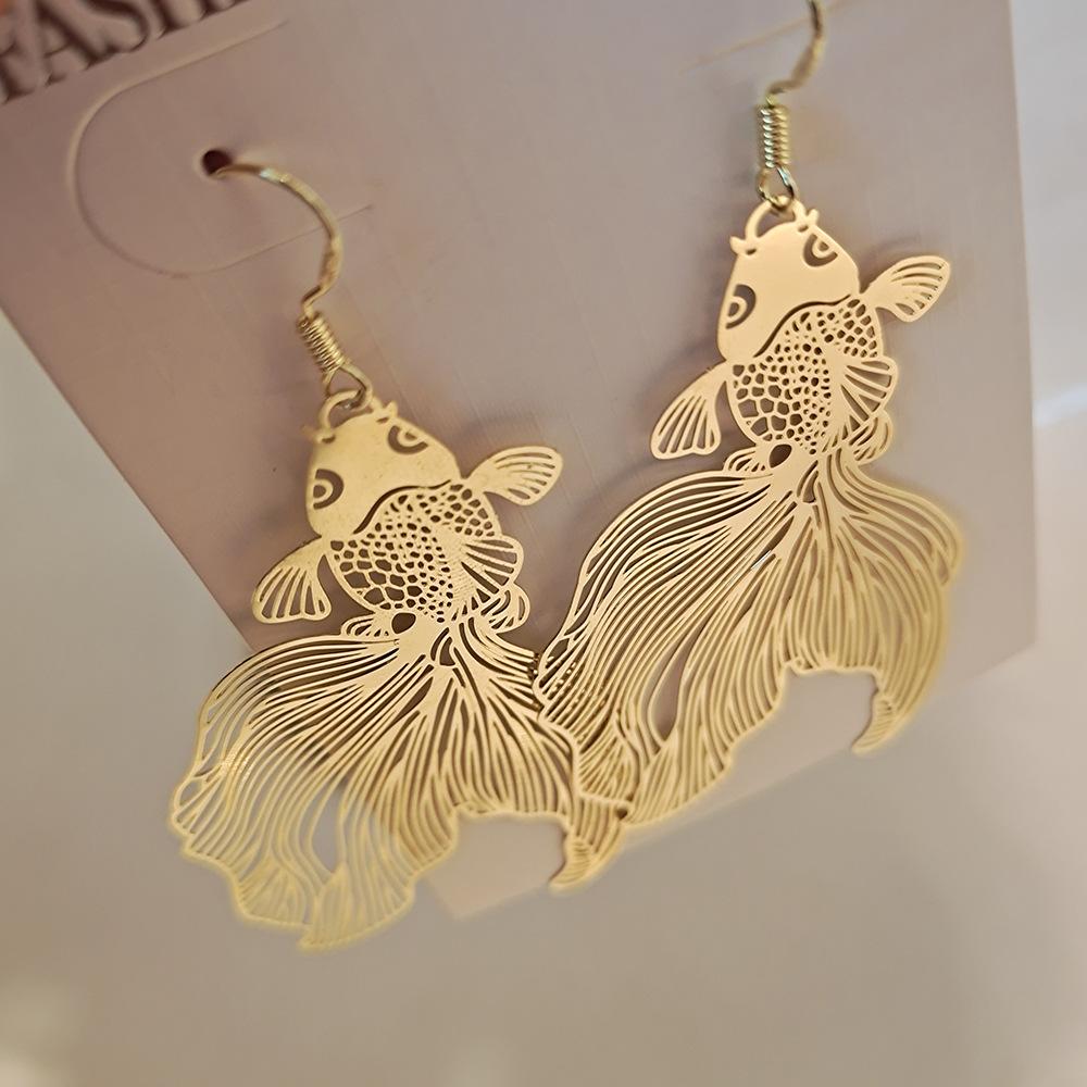 Koi Goldfish Ji Niche Earrings Personalized Fish Tail