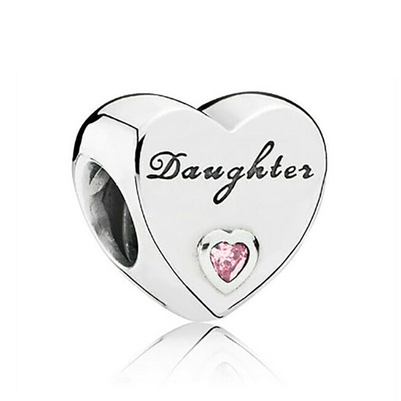 Love Pink Diamond Beads Hollow Heart Charm