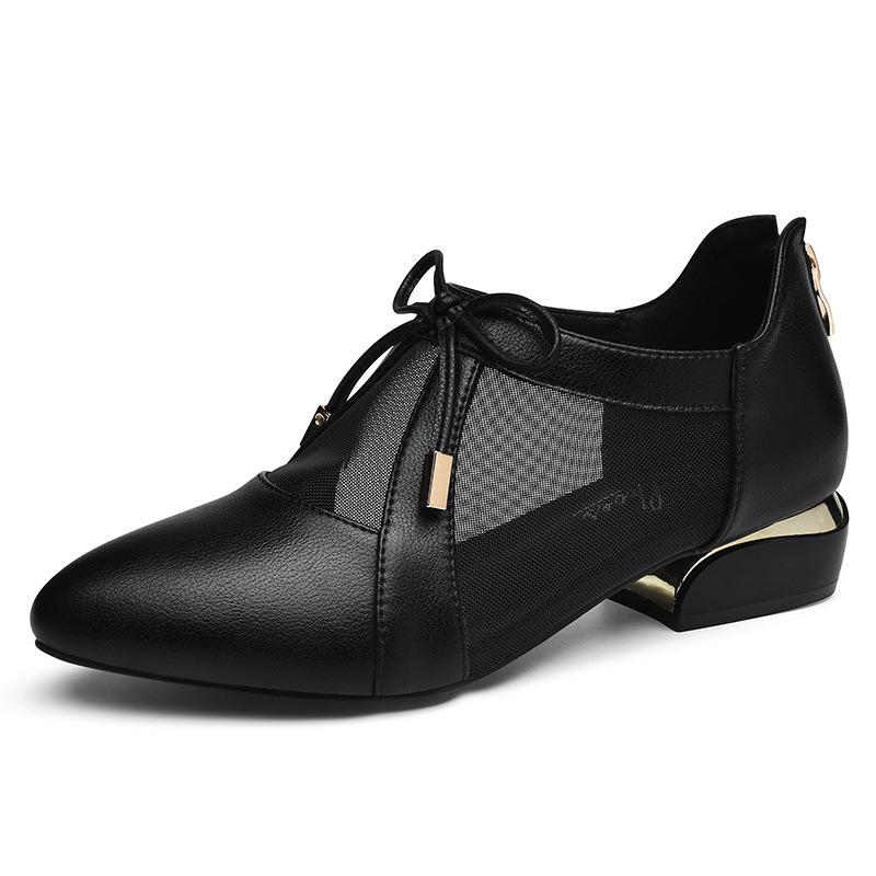 Pointed Net Yarn Breathable Small Leather Shoes