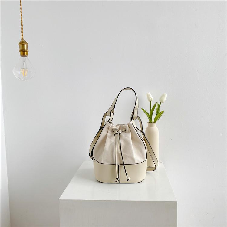 Diagonal Bag Personalized Stitching Canvas Portable Bucket Bag