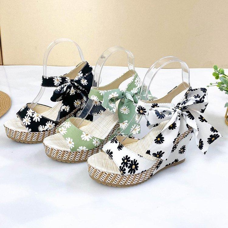 New Bohemian Wedge Fish Mouth Strap High-Heeled Sandals
