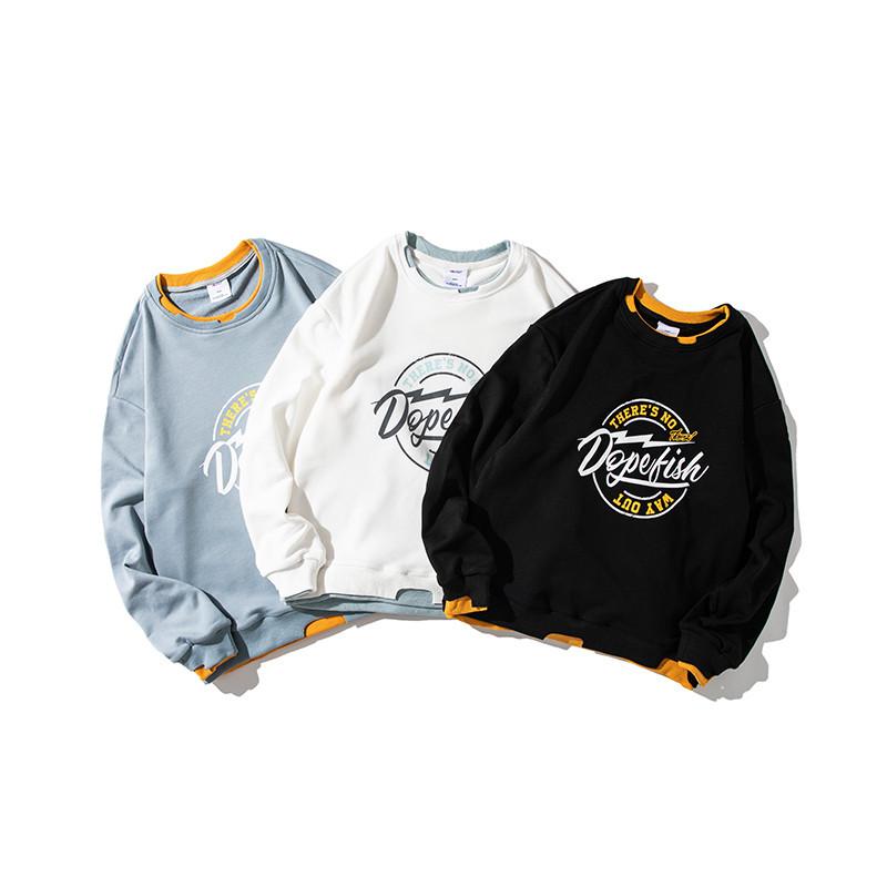 Neck Pullover Sweater Youth Men'S Three-Color Letter Printing Loose Tide Brand Bottoming Shirt