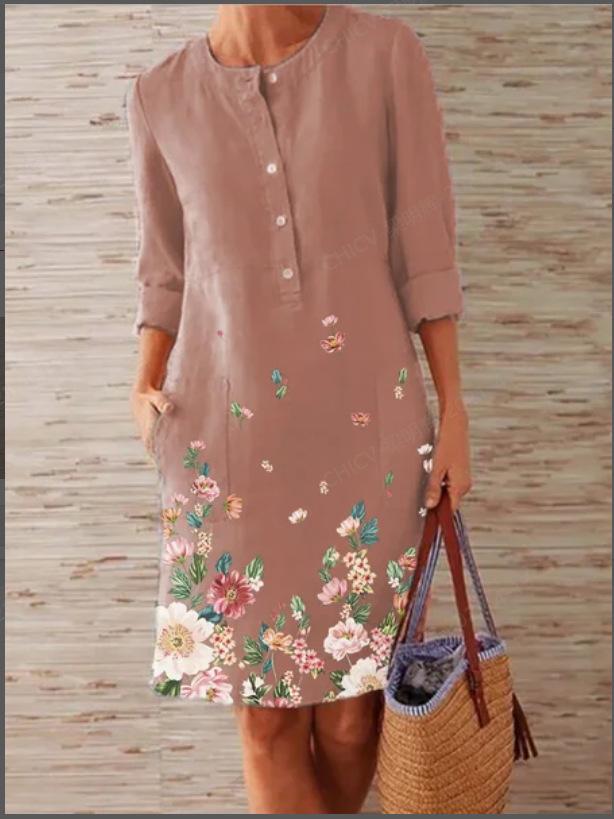 Thin Round Neck Mid-waist Dress
