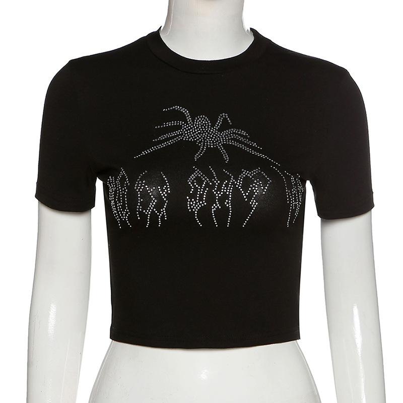 New Summer Embroidered Beads Pattern Crop Belt Women's European And American Tops