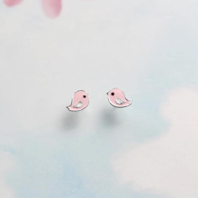 Woman Silver Bird Animal Simple Earrings