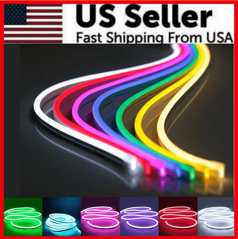 1M 2M 12V Flexible Sign Neon Lights Silicone Tube LED Strip Waterproof USA