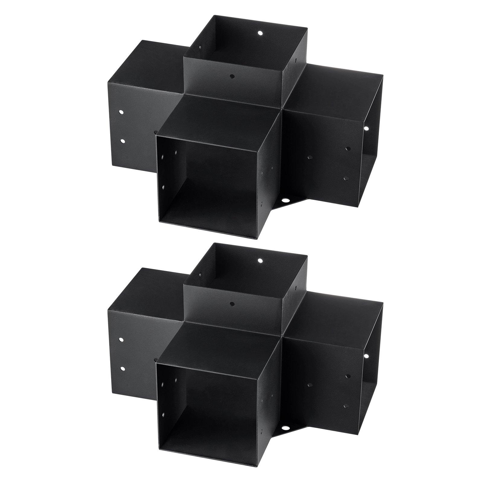 Pergola Bracket Kit 6''x6'', 2pcs 4-Way Heavy Duty Corner Bracket Woodworks DIY Post Base Kit, Easy Installation Wooden Beams For Gazebos, Patio Pergolas, Log Cabin Outdoor Pergola Hardware
