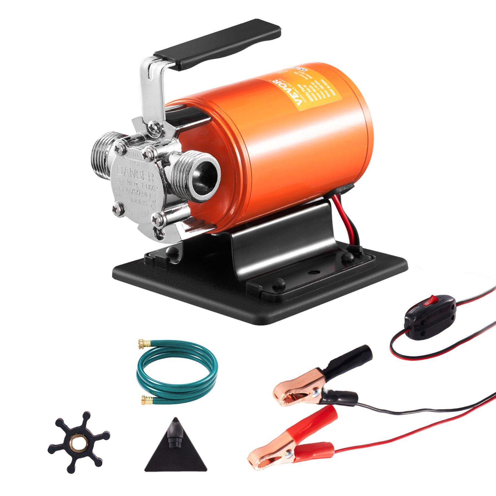 Water Transfer Pump, 12V DC 360 GPH 1/10HP, Portable Electric Utility Pump With 6 Ft Suction Hose Kit, Impeller, Suction Strainer, For Garden, Rain Barrel, Pool, Pond, Hot Tub, Aquarium Draining