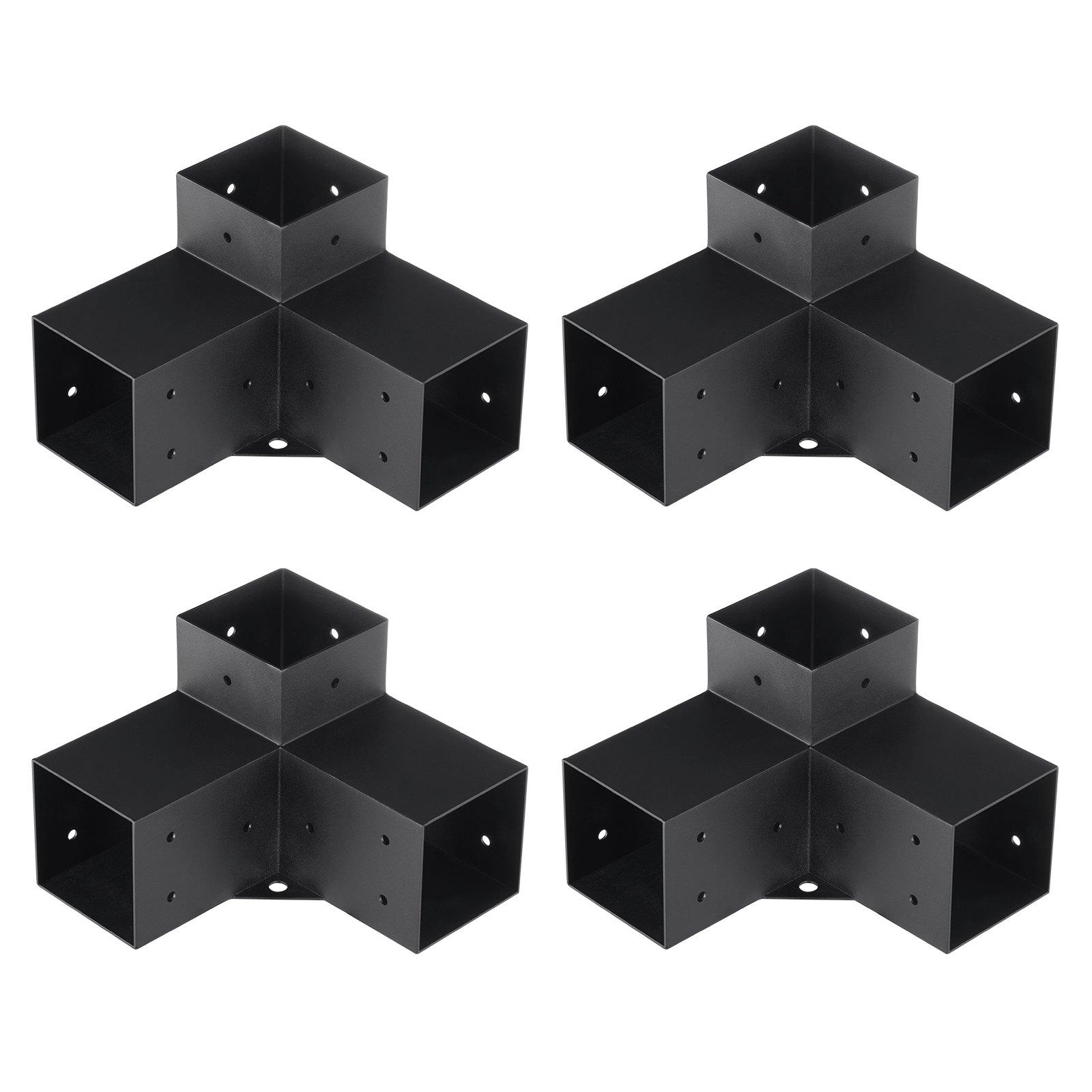 Pergola Bracket Kit 4''x4'', 4pcs 3-Way Heavy Duty Corner Bracket Woodworks DIY Post Base Kit, Easy Installation Wooden Beams For Gazebos, Patio Pergolas, Log Cabin Outdoor Pergola Hardware