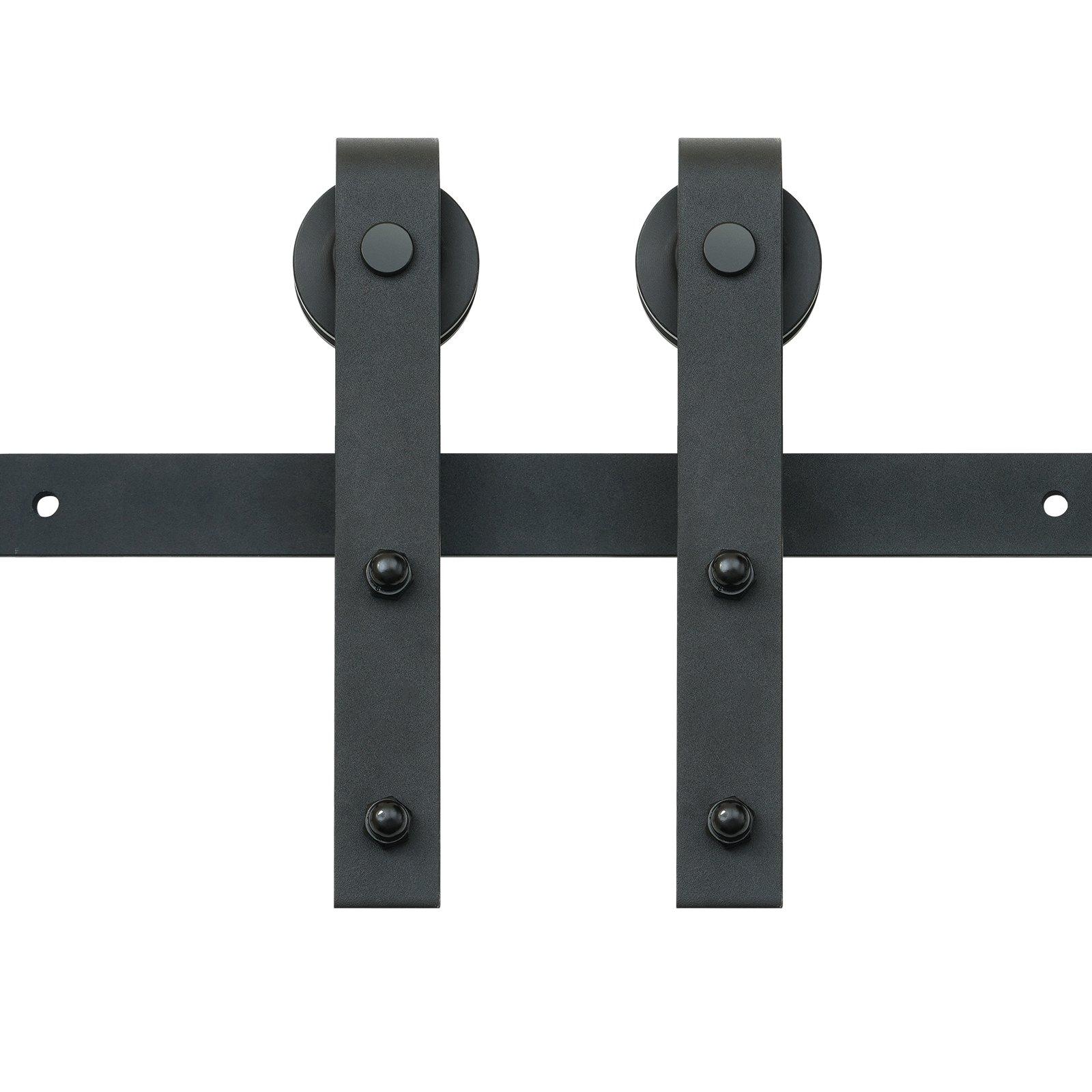 8FT Sliding Barn Door Hardware Kit, 330LBS Loading Heavy Duty Barn Door Track Kit For Single Door, Fit 3.7-4.3FT Wide And 1.3"-1.8" Thick Door Panel, With Smooth & Silent Pulley (J Shape)