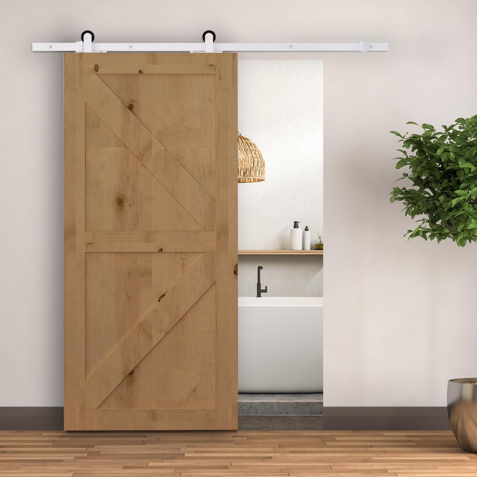 6 Rustic Interior Sliding Barn Door Mounting Hardware Kit - White