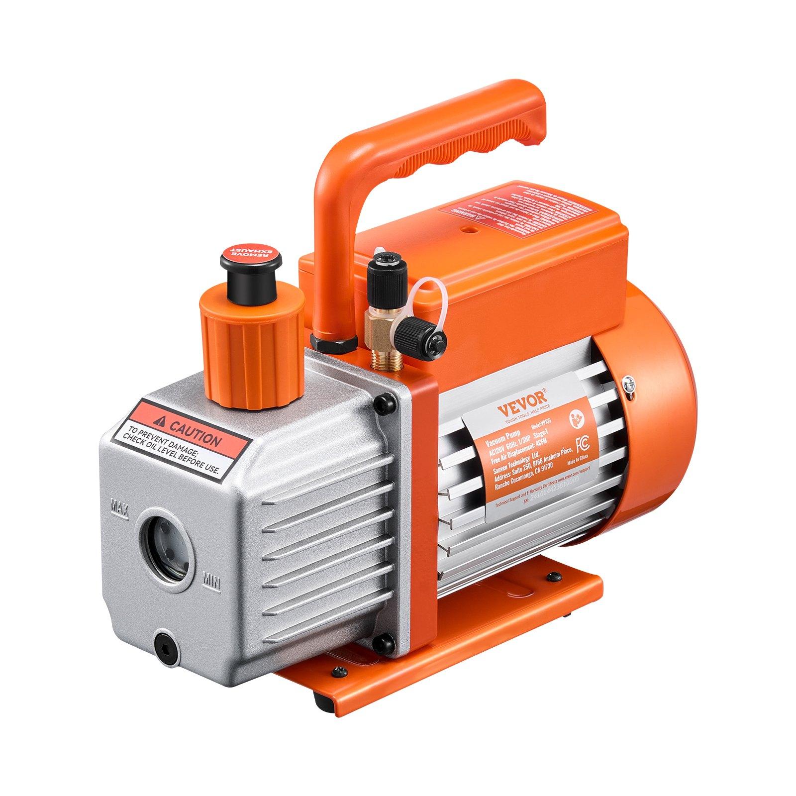 Vacuum Pump 4 CFM HVAC Single Stage Rotary Vane Vacuum Pump Oil Included